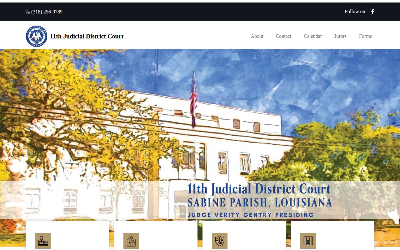 Eleventh Judicial District Court official website for Sabine Parish cases