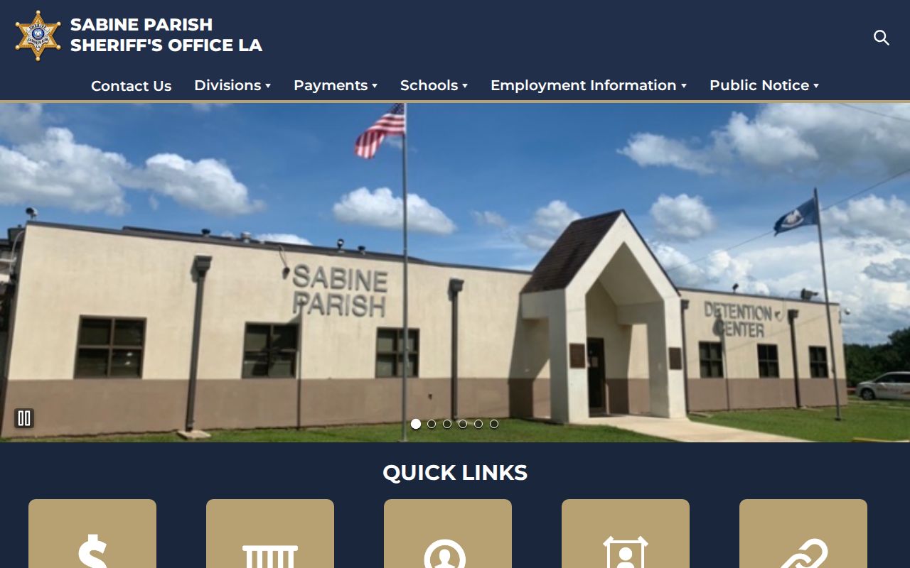 Sabine Parish Sheriff's Office official website interface