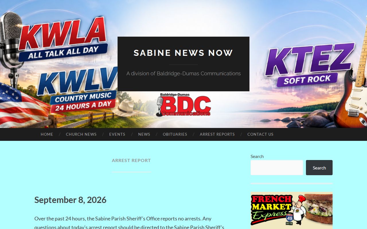 Sabine News Now recent arrest report category page